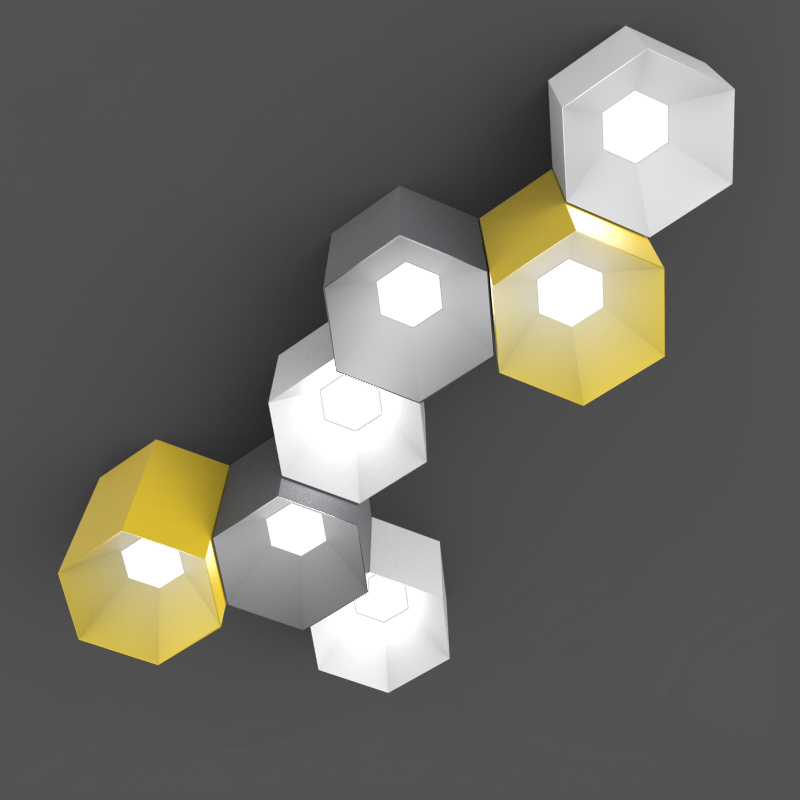 Потолочный светильник HEXAGON B H25 Grey by ImperiumLoft