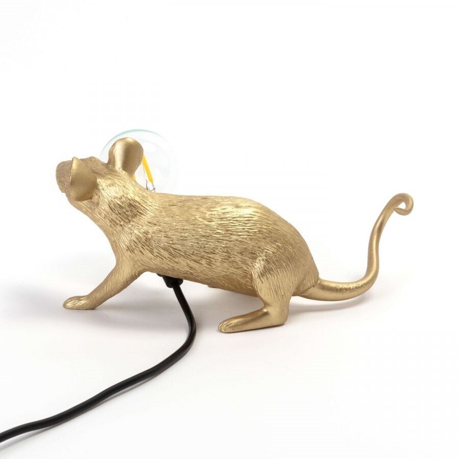 Настольная лампа  Seletti Mouse Lamp Lyie Down Gold USB 15232