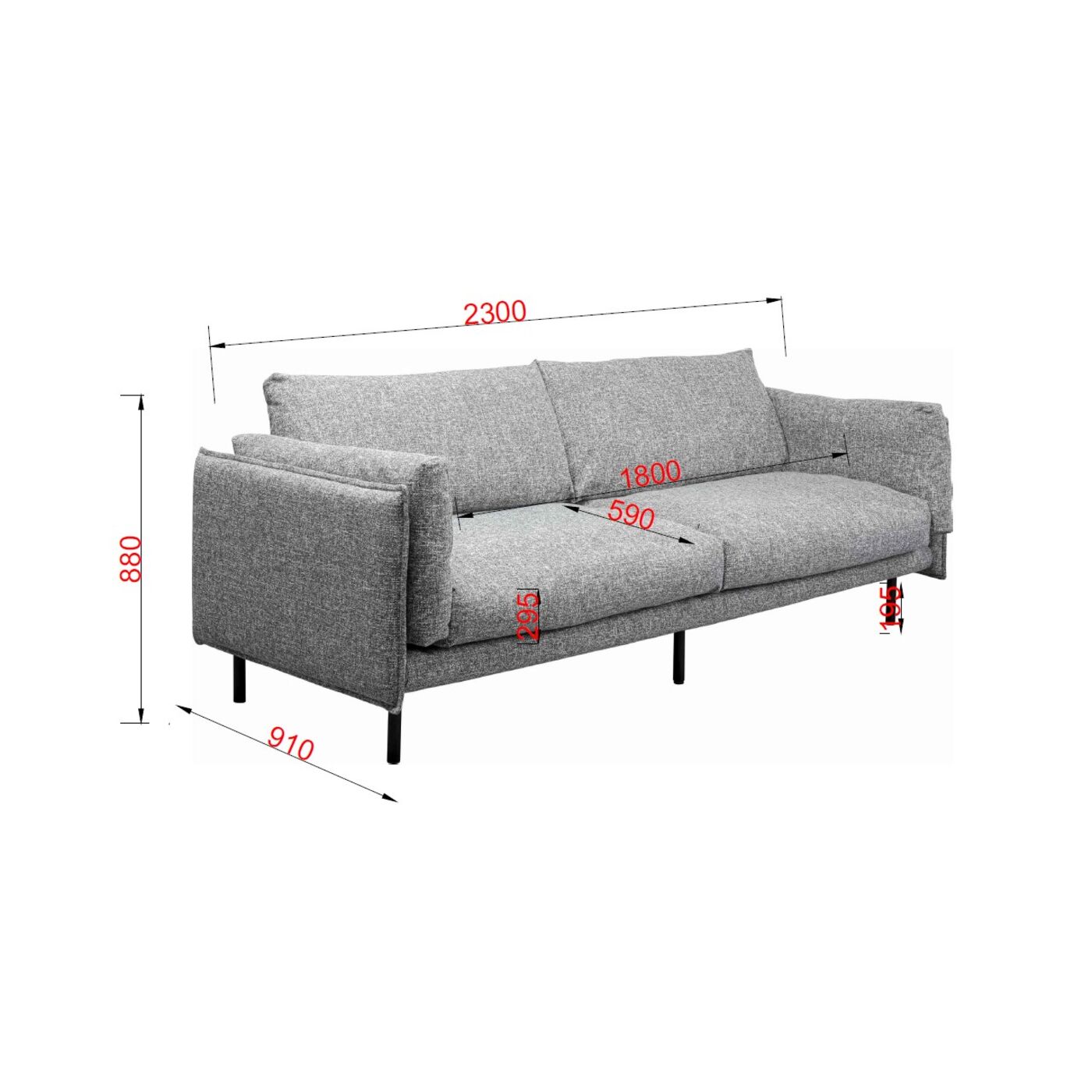 Диван двухместный Pola Grey 230 см KARE 87870