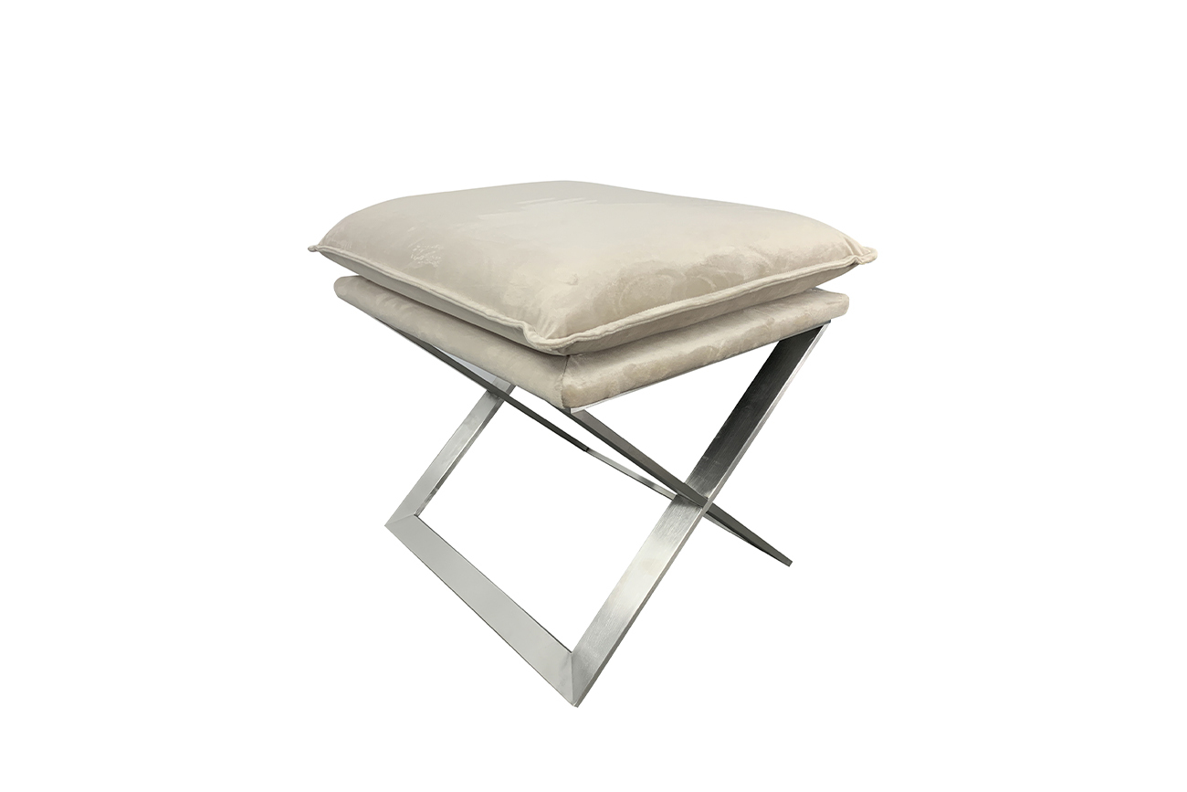 Пуф велюровый бежевый/хром Garda Decor N-OT-188 BG SL