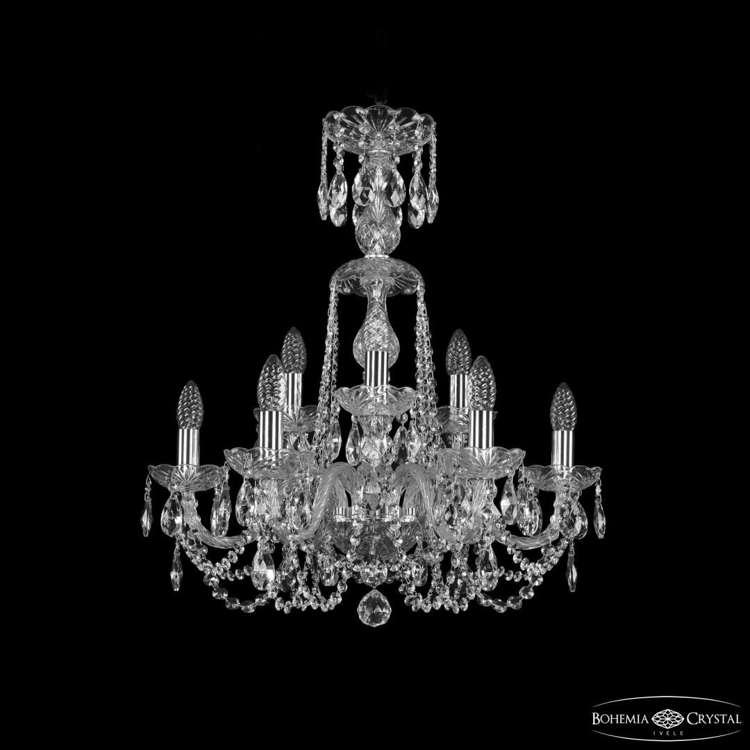 Люстра хрустальная 1402/6+3/195/XL-64 Ni Bohemia Ivele Crystal