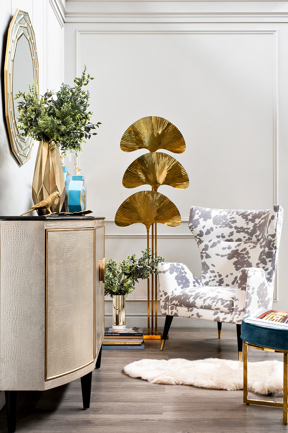 Торшер металлический "Гинкго" Garda Decor K2KM1125F-3