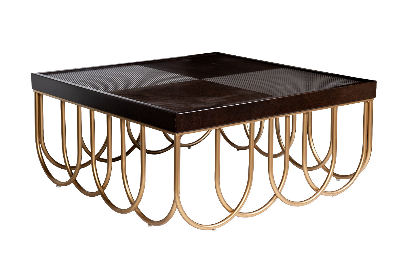 Стол журнальный квадратный вишнево-золотой Garda Decor ART-2706-CF