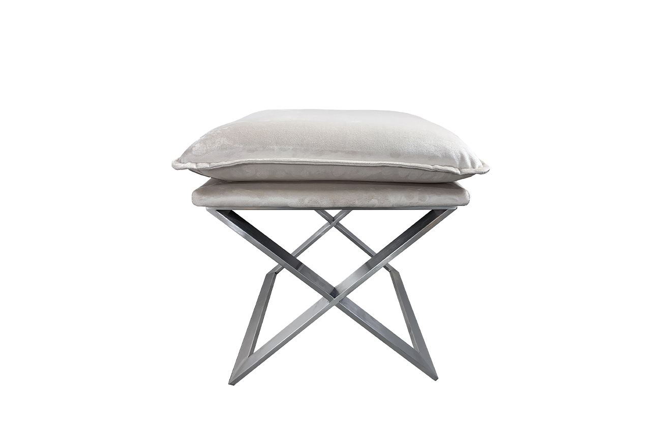 Пуф велюровый бежевый/хром Garda Decor N-OT-188 BG SL