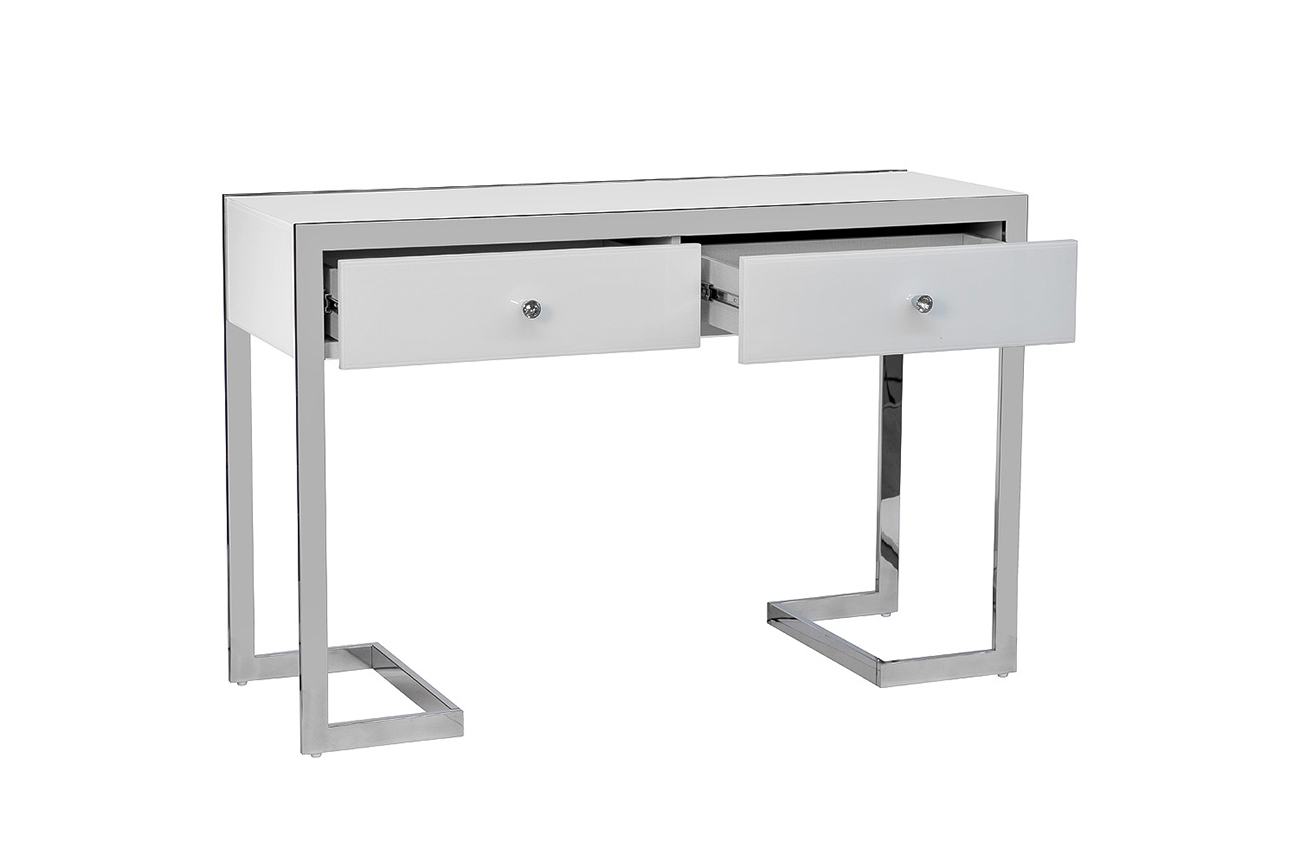 Консоль с 2мя ящиками белая/хром Garda Decor KFG103