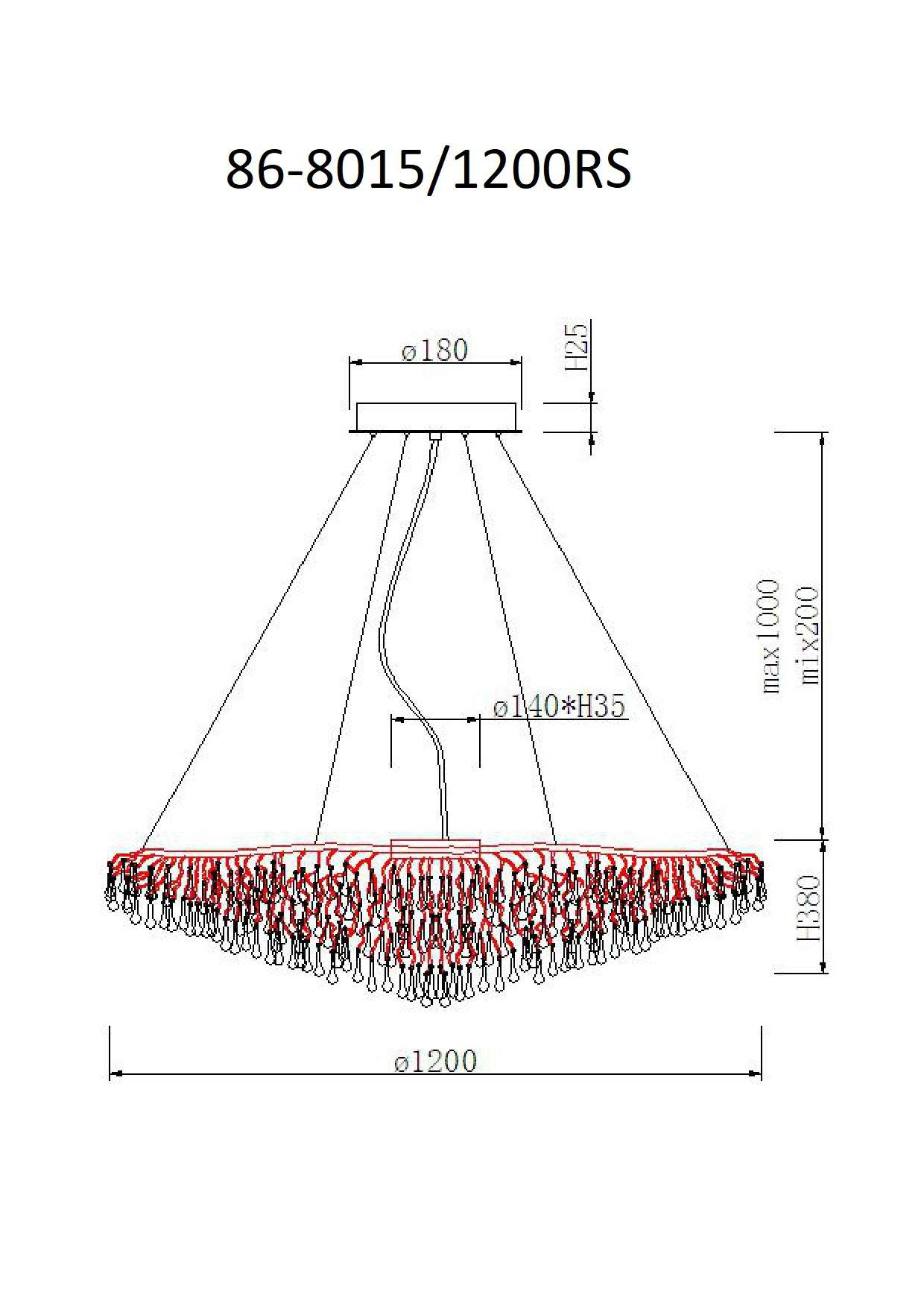 Люстра подвесная "Капли" круглая (хром) Garda Decor 86-8015/1200RS