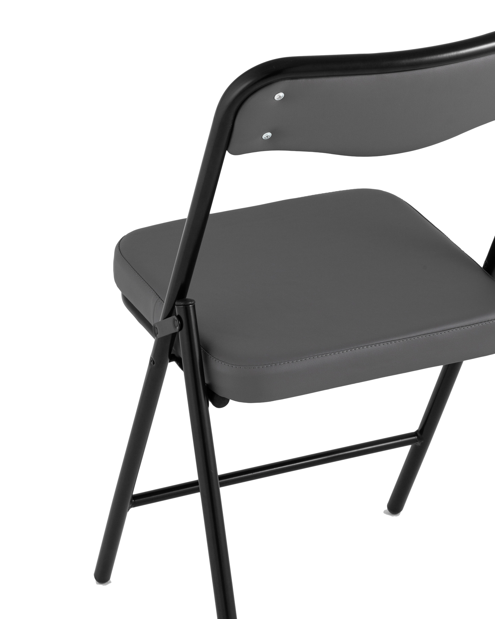 Складной стул Джонни экокожа серый каркас черный матовый Stool Group