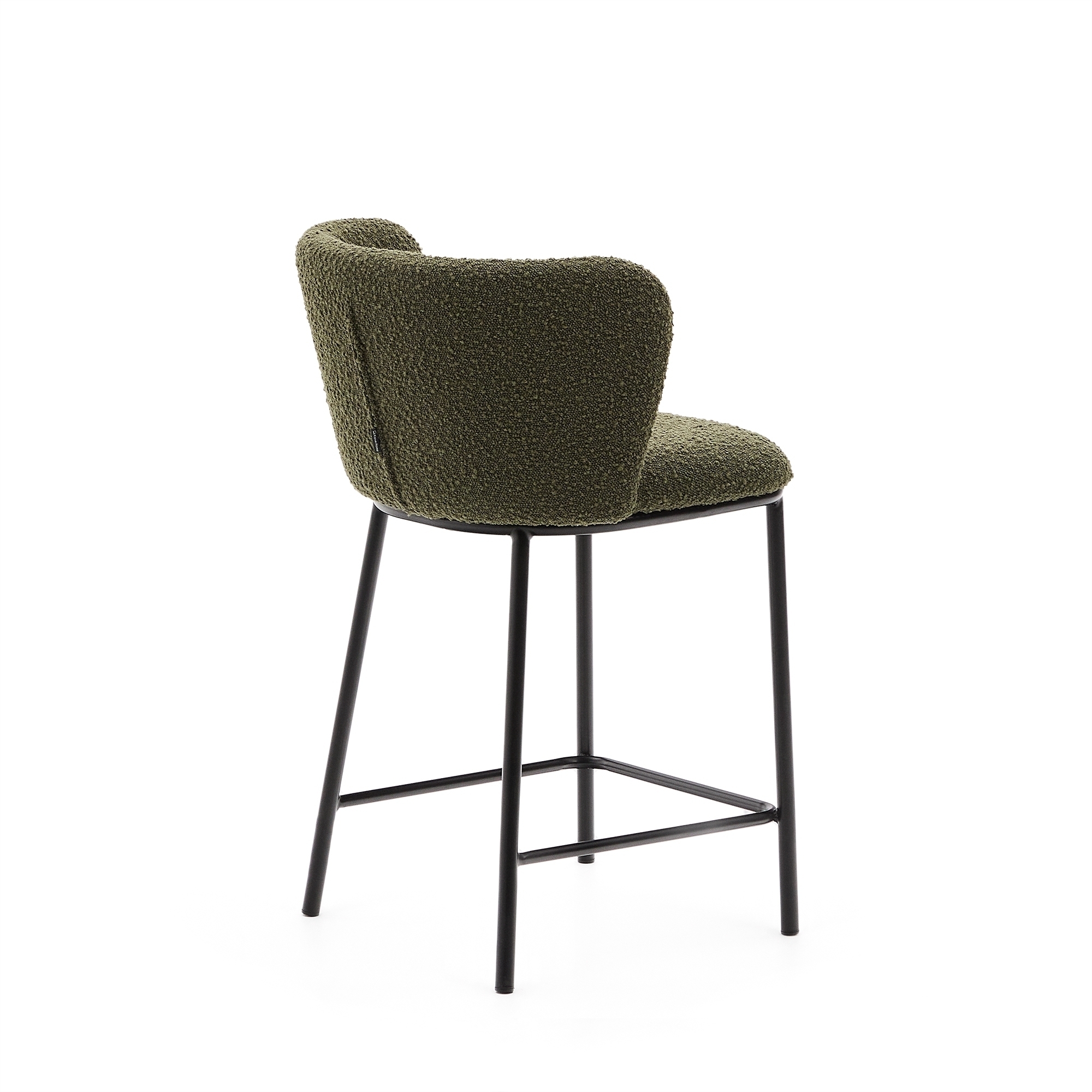 Полубарный стул Ciselia из зеленого букле и черной стали, 65 см La Forma (ex Julia Grup)