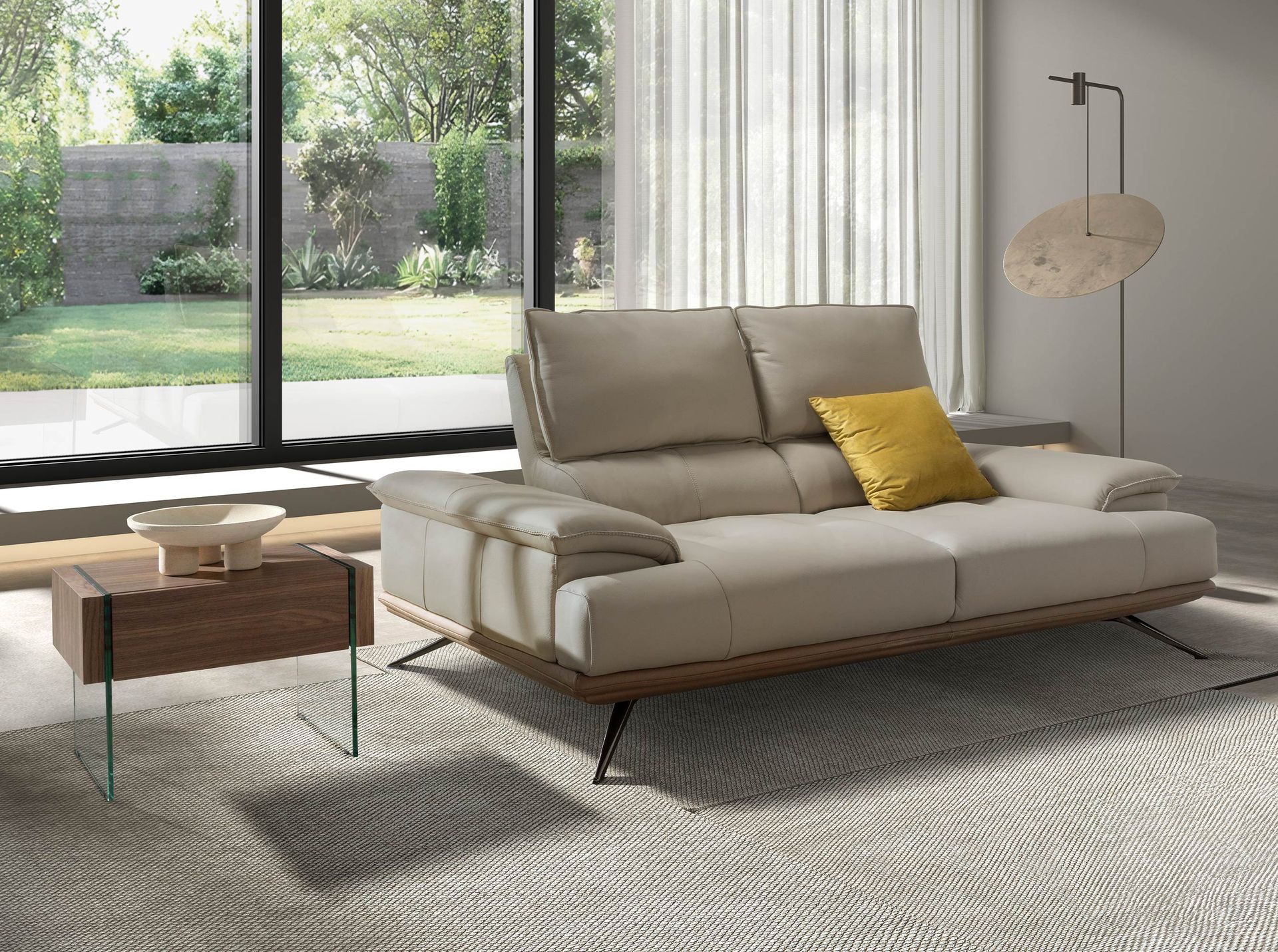 2-местный диван из серо-коричневой кожи, модель 6248 Angel Cerda