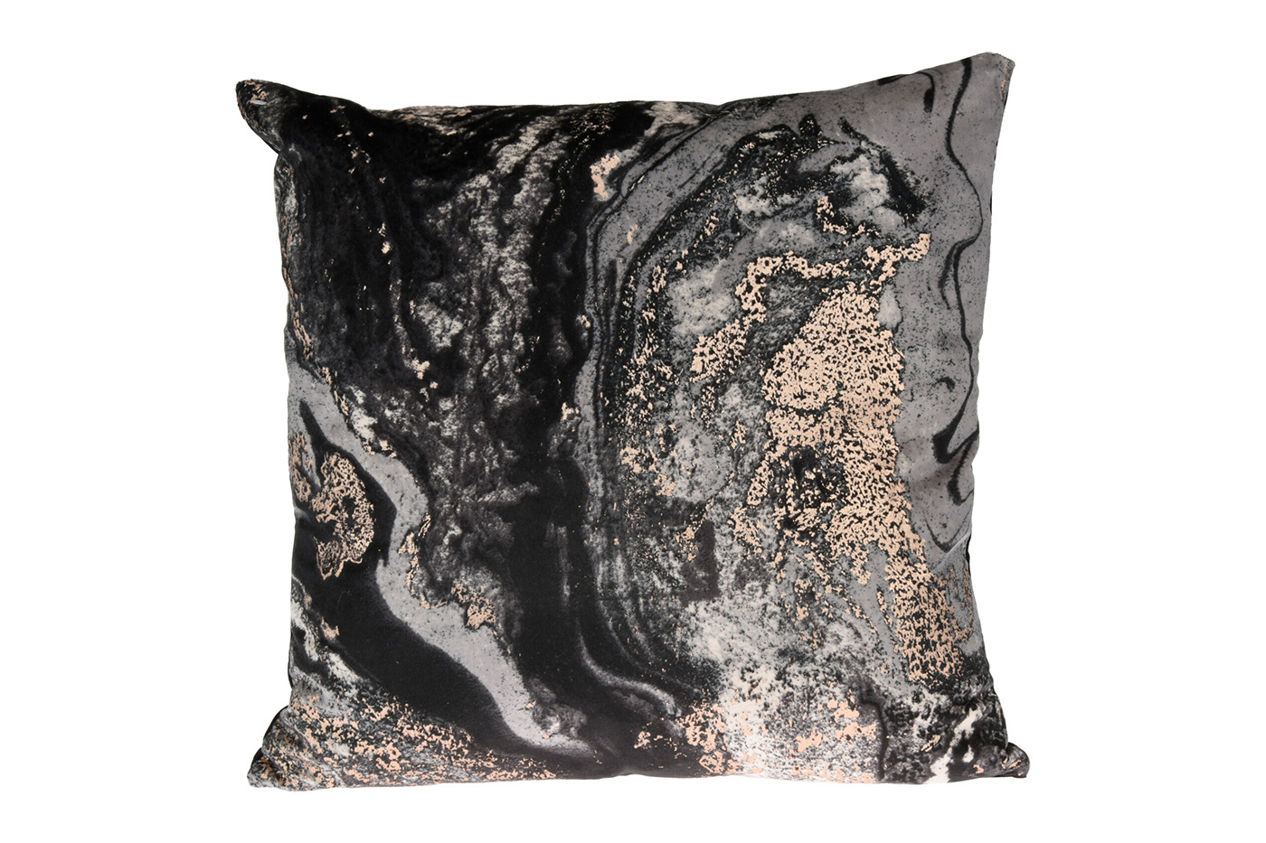 Подушка декоративная с принтом под мрамор велюровая черная Garda Decor CAL210760