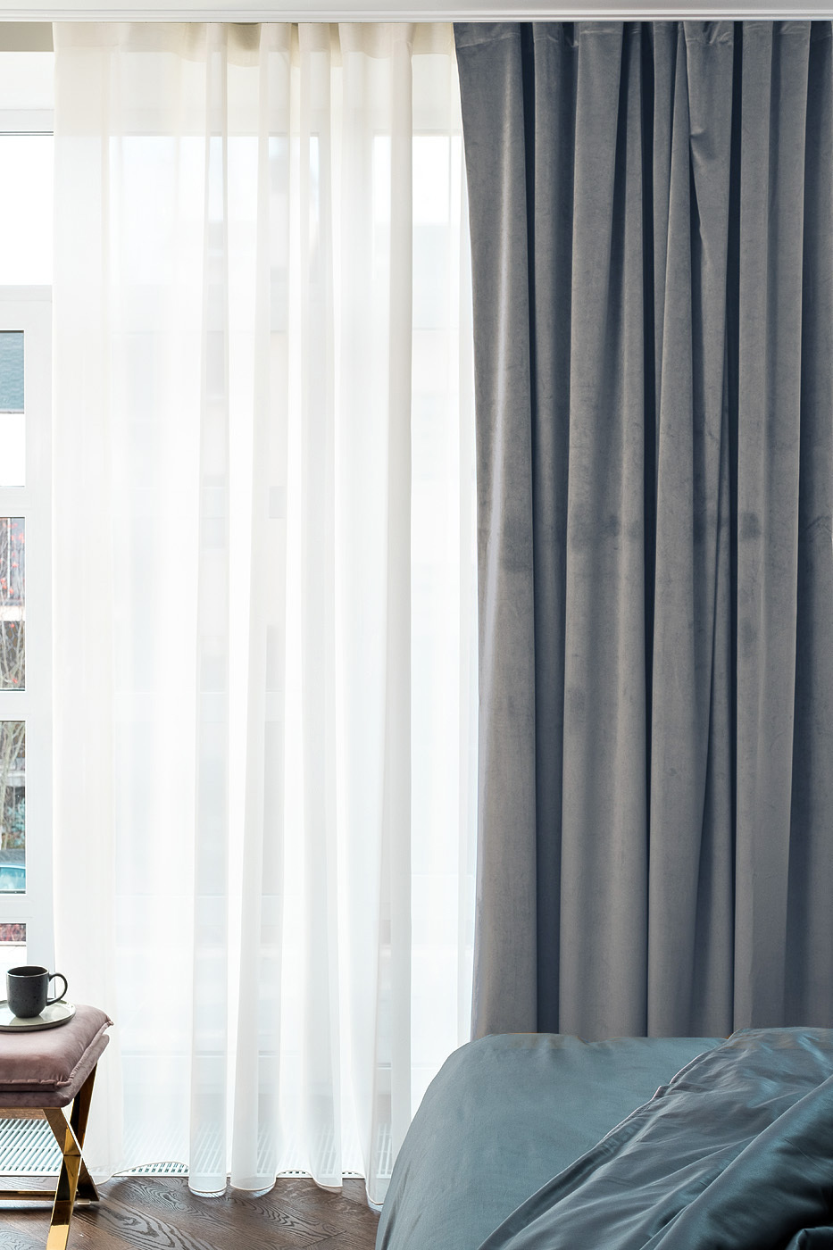 Портьера широкая с подкладом сшивная 260см серая Garda Decor GD-ПОРТЬЕРА260-RIV91