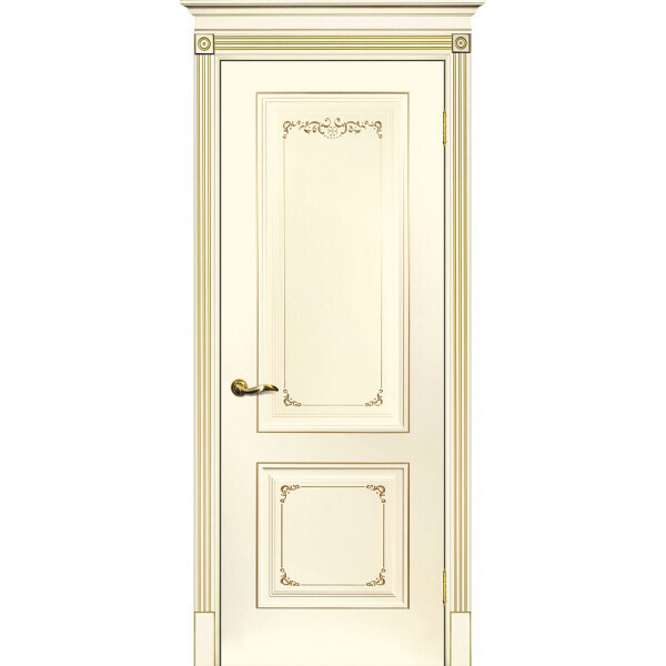 Межкомнатная дверь Graf Смальта 14 Слоновая кость ral 1013 патина золото (2000 х 800)