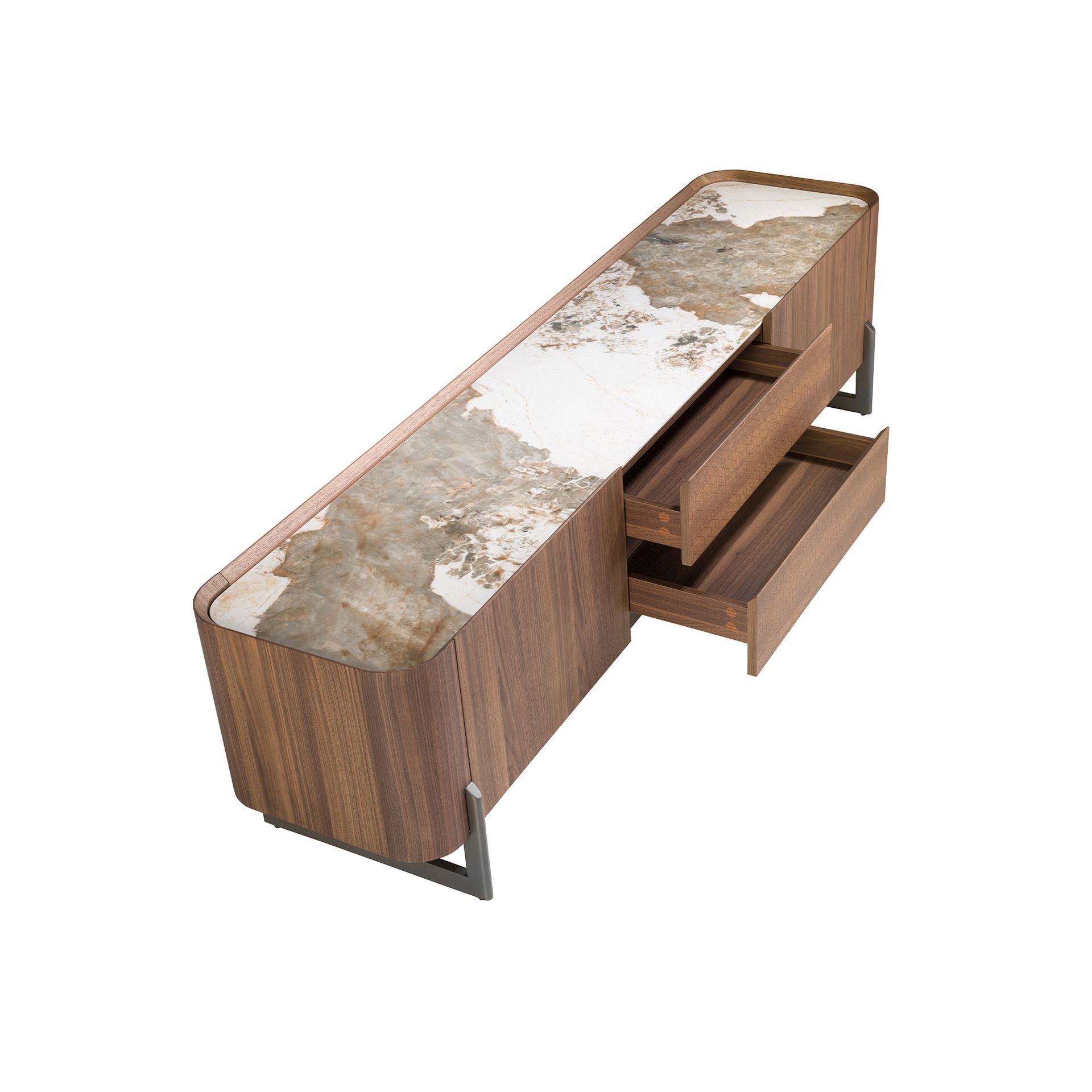 Тумба под ТВ 3250/437-F из ореха со столешницей из керамики Angel Cerda