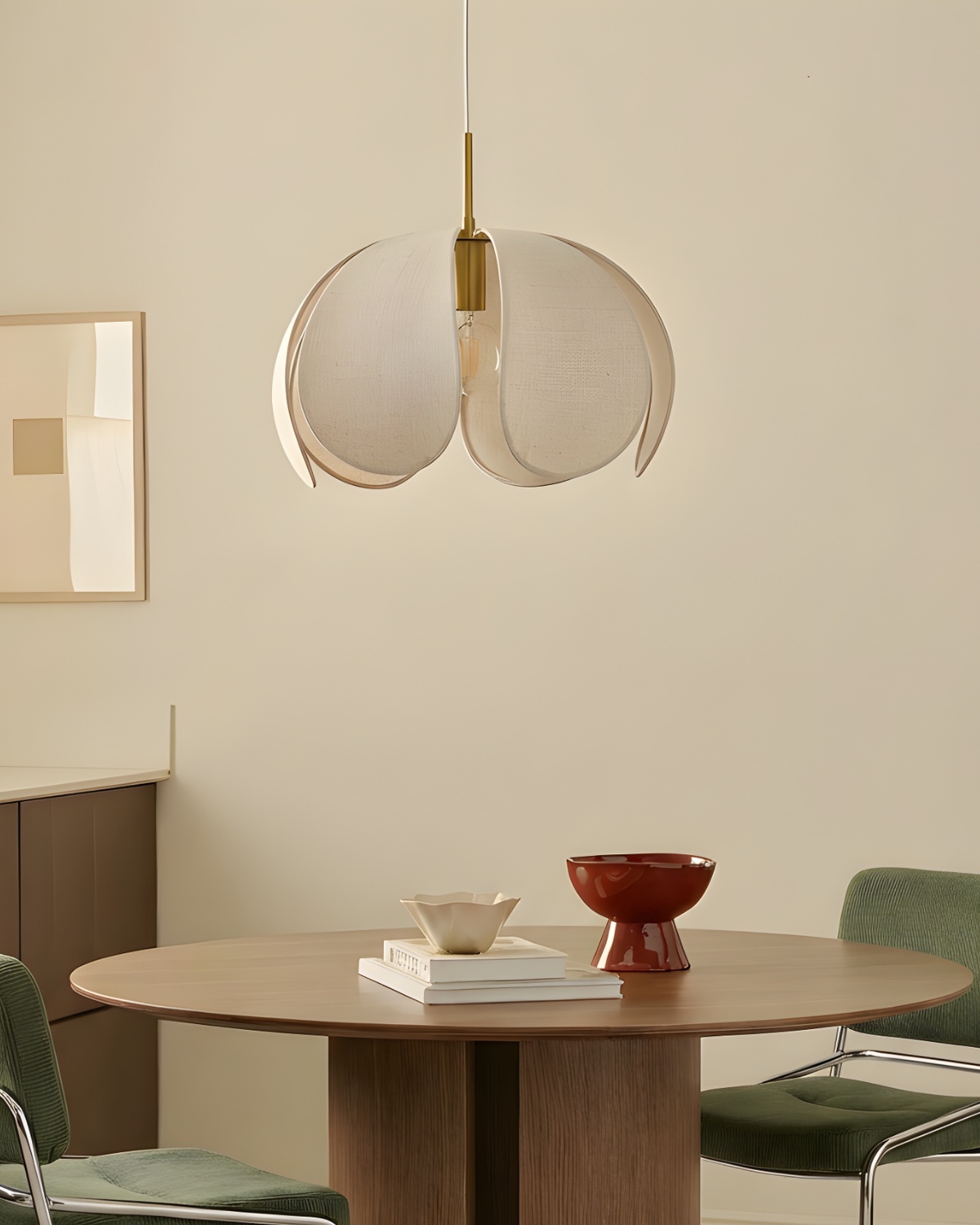 Золотой подвесной светильник Флэк с бежевым абажуром Louvre Home LPN070825SWL