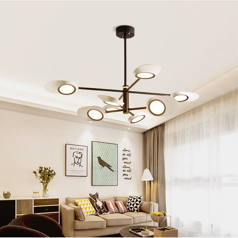 Люстра на штанге INGEL D110 6 lamps Black/White by ImperiumLoft