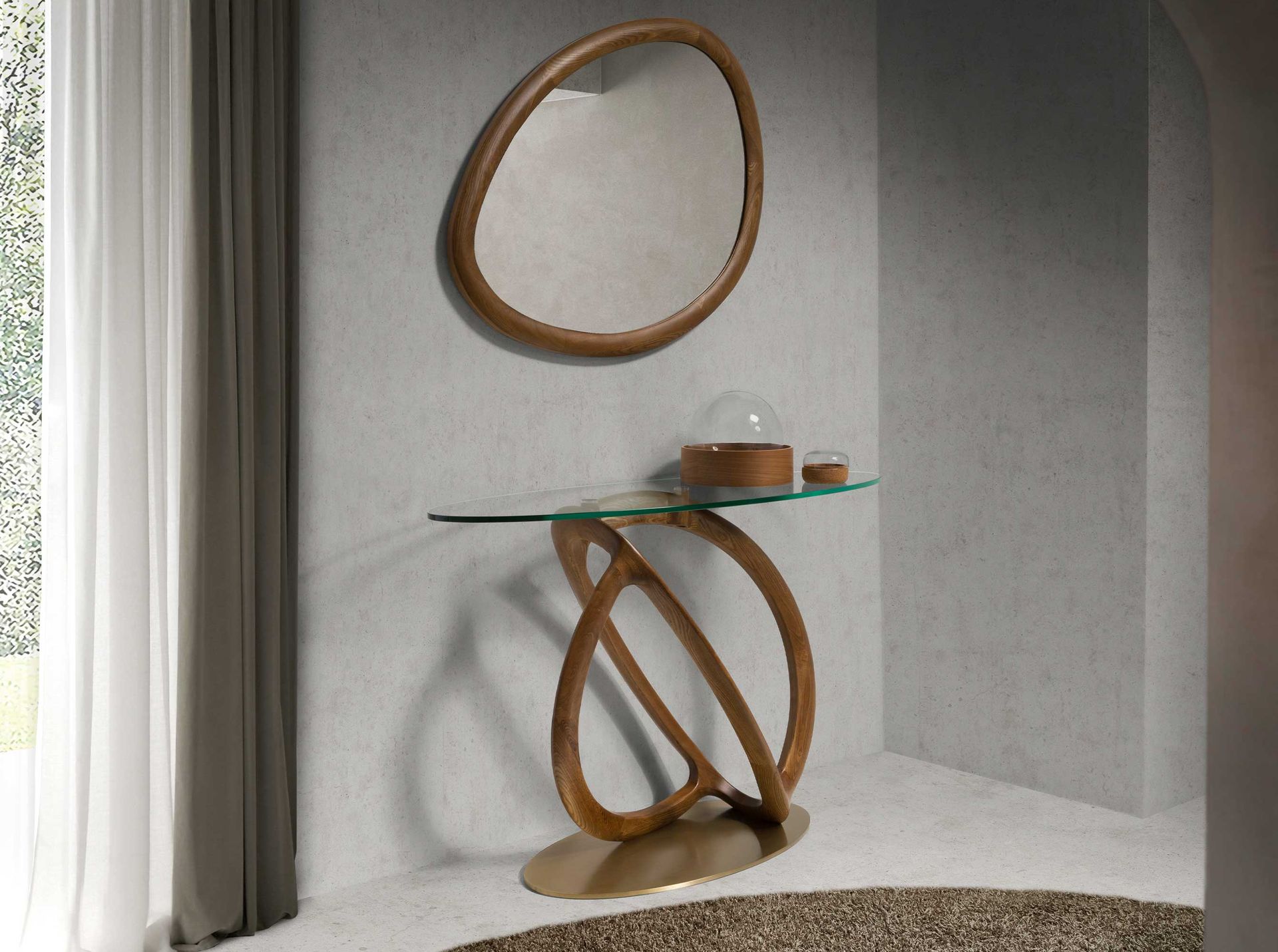 Консоль 3246/CON16171 из закаленного стекла и ореха Angel Cerda