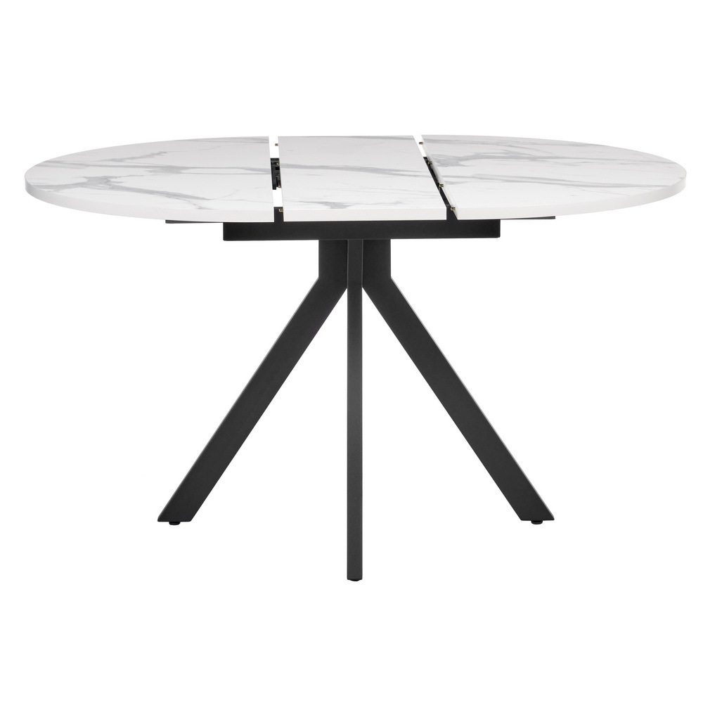 Стол Rudolf круглый раскладной 100-130x100x75см, белый мрамор, чёрный Bradex Home RF 0417