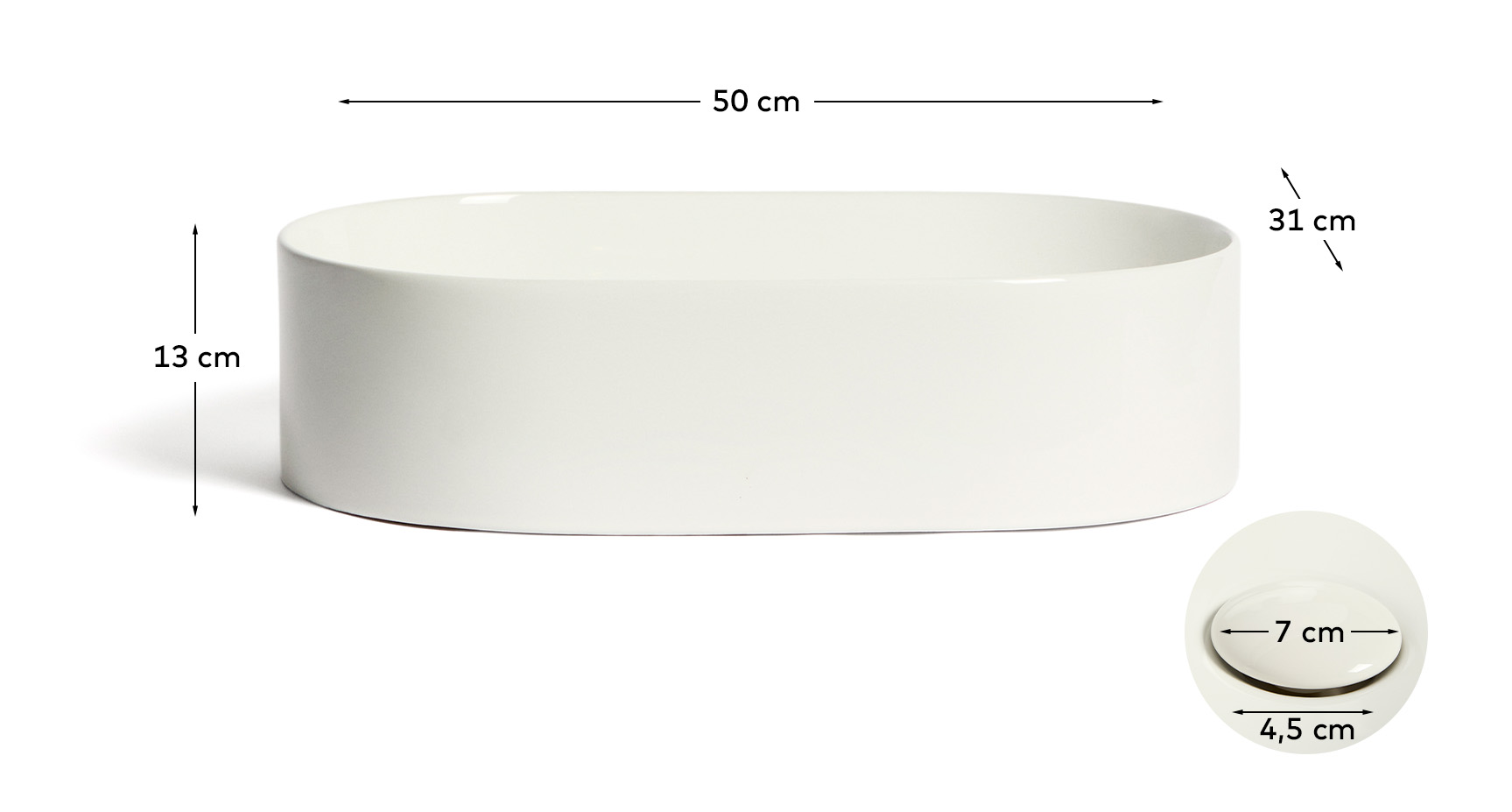 Раковина Ovara из белой керамики 50 x 31 см La Forma (ex Julia Grup)