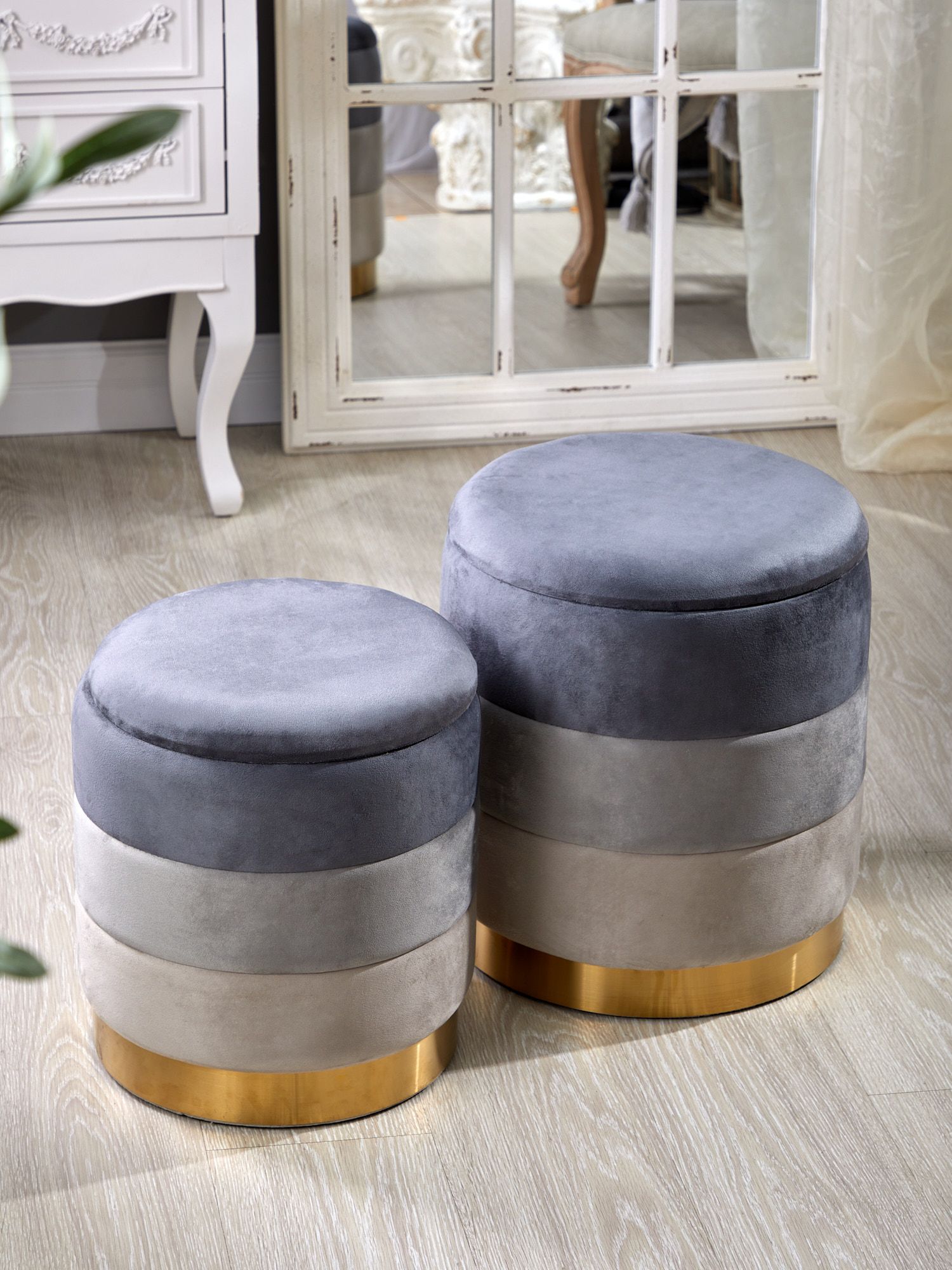 Пуфы с крышкой, набор Glasar 49-333/BM