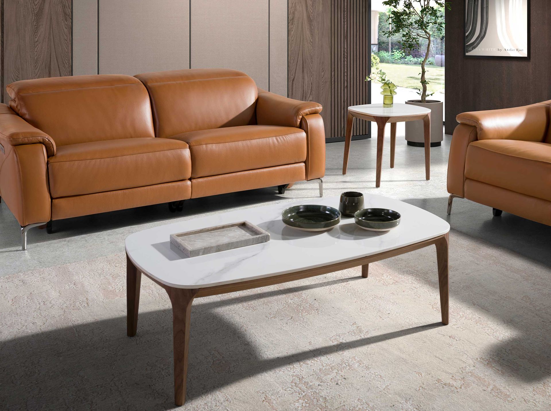 Овальный столик 2132/CT933 из керамики и ореха Angel Cerda