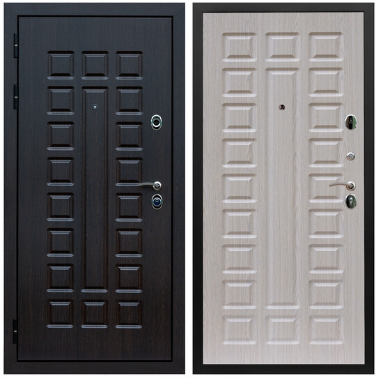 Дверь входная Graf Люксор 3К Шагрень черная / МДФ 16 мм ФЛ-183 Сандал белый