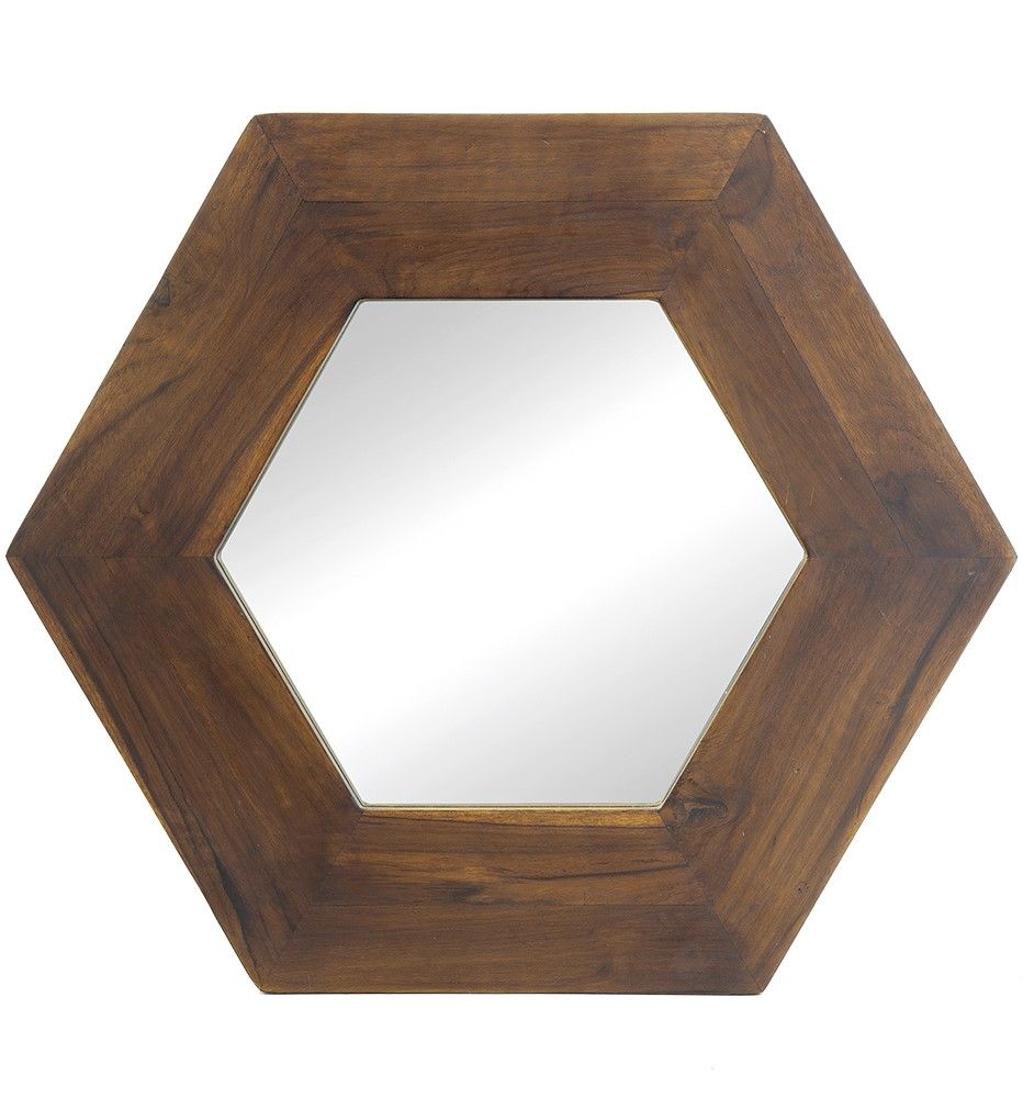 Зеркало настенное из тикового дерева Glasar 85824-BROW