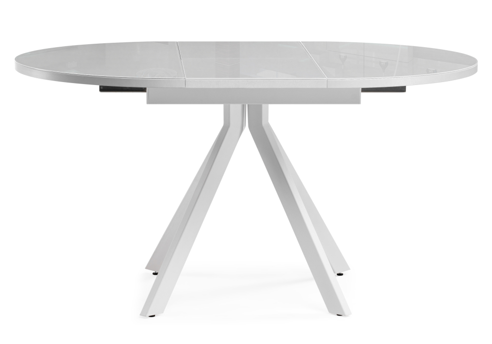 Стол стеклянный Woodville Ален 100(140)х100х74 ультра белое стекло / белый 516557