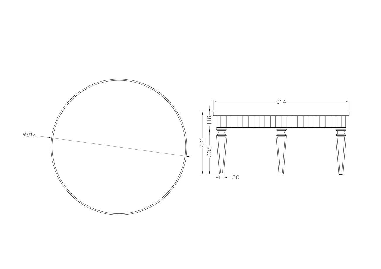 Стол зеркальный круглый низкий Garda Decor KFC247