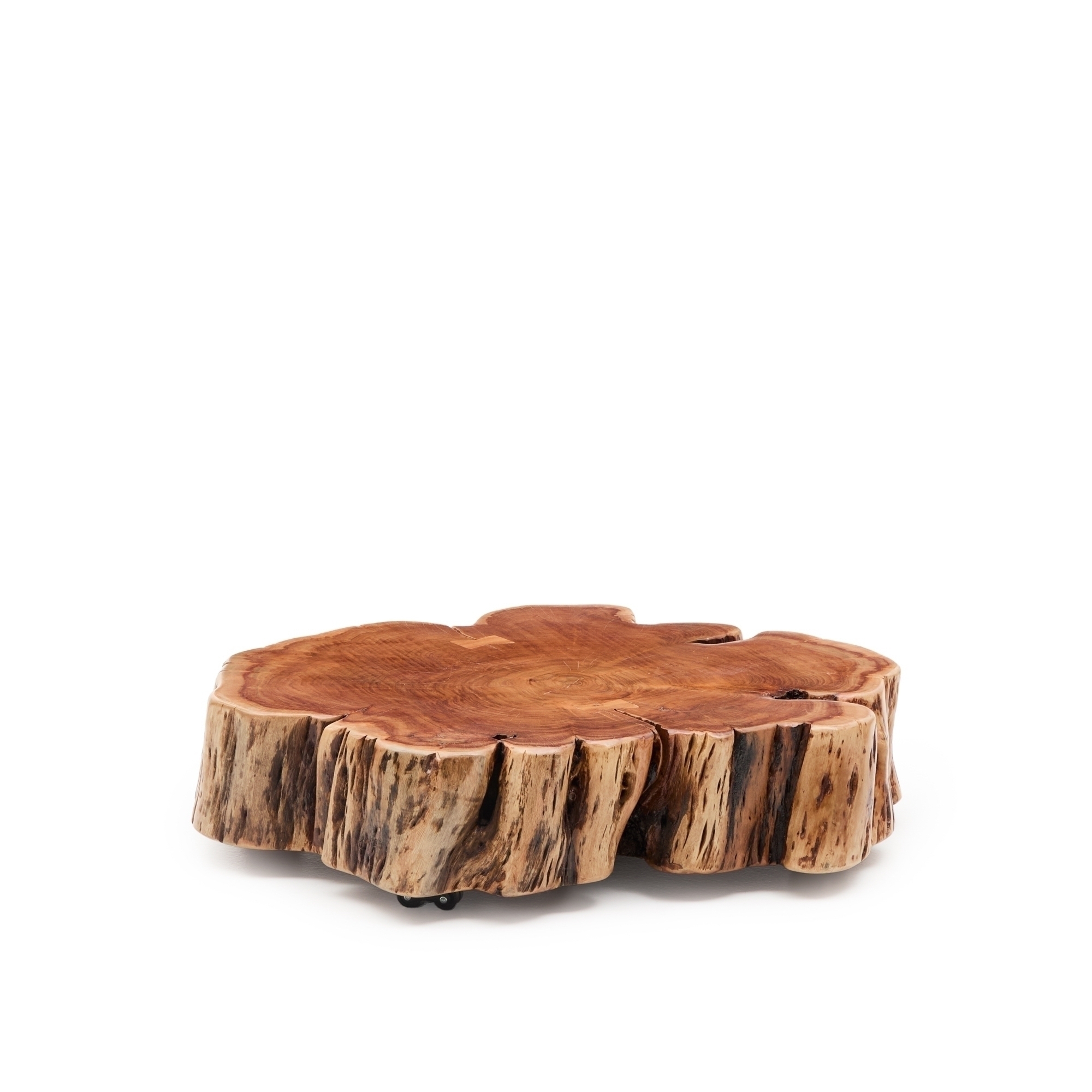 Журнальный столик Tavine из массива акации с выбеленной отделкой, с колесами Ø65 см La Forma (ex Julia Grup)