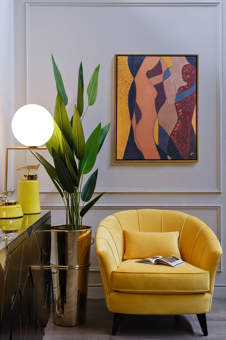 Ваза керамическая с крышкой желтая Garda Decor 55RD2920L