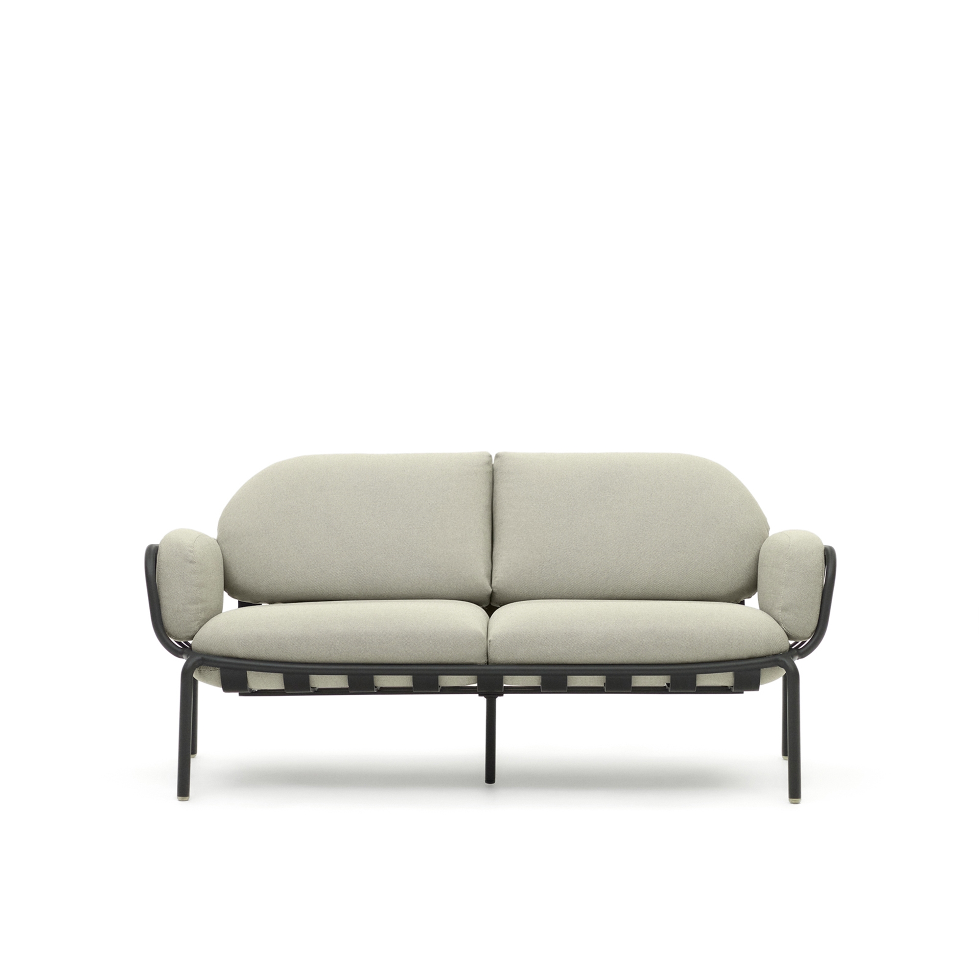 Уличный 2-местный диван Joncols с бежевой обивкой и серым алюминием 164 см La Forma (ex Julia Grup)