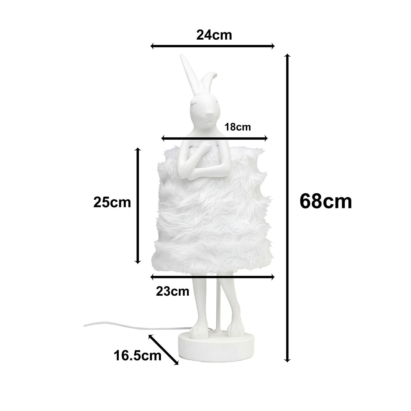 Светильник настольный Animal Rabbit Fur White/Silver 68cm KARE 56670
