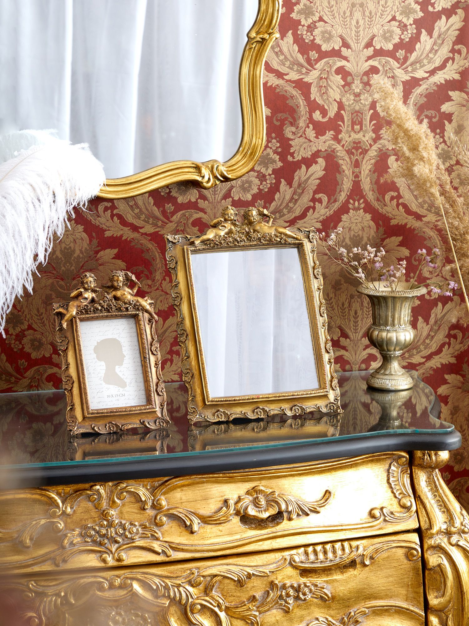 Зеркало настольно-настенное с ангелами, под старину Glasar 28-052