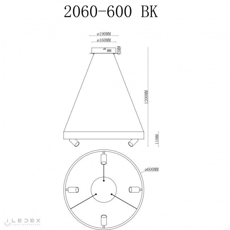 Подвесная люстра iLedex 2060-D600 BK