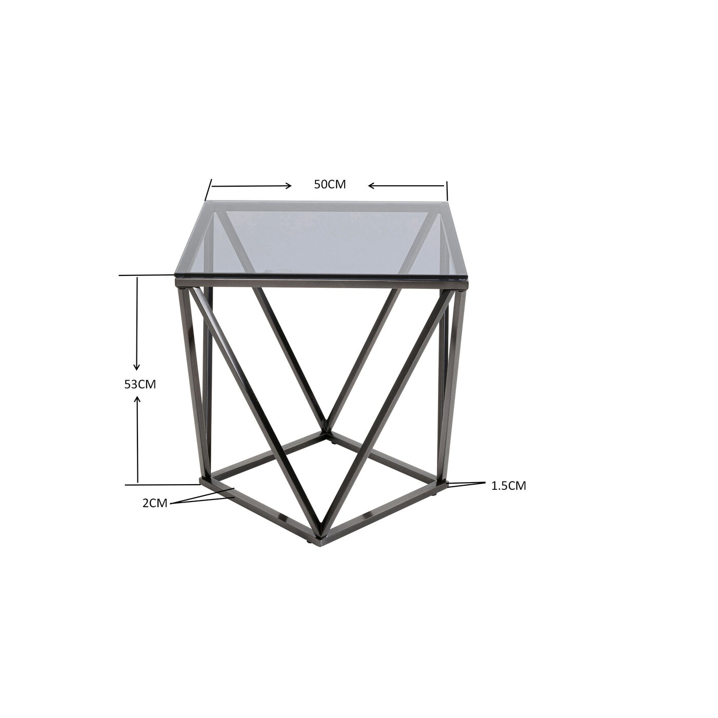 Приставной стол Cristallo Graphite 50x50cm KARE 70377