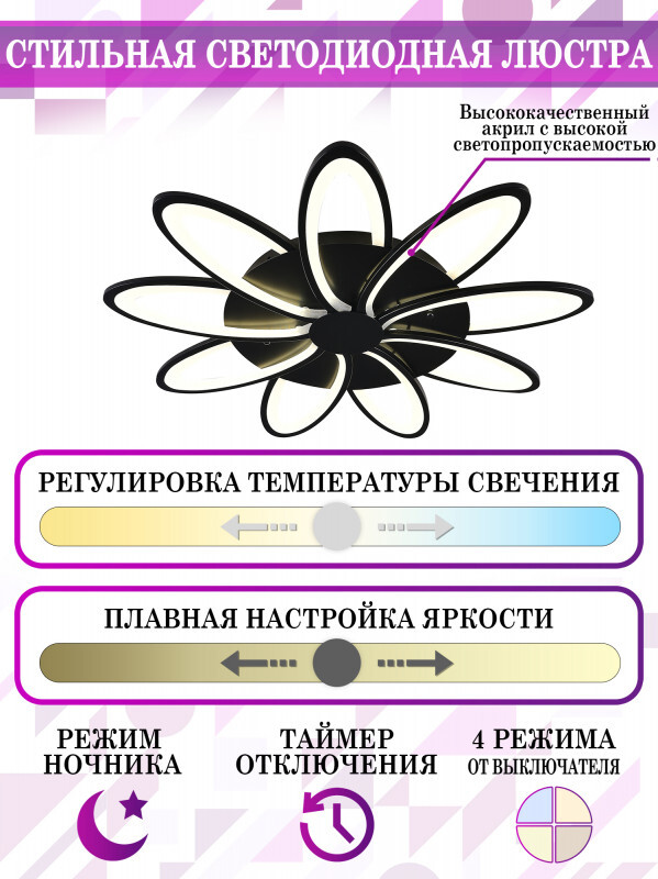 Накладная люстра Natali Kovaltseva HIGH-TECH LED LAMPS 82009 BLACK