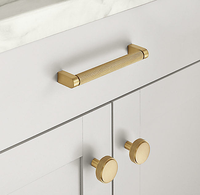 Ручка-кнопка Restoration Hardware Lambeth Knurled d.3.2 Lac.Burnished Brass