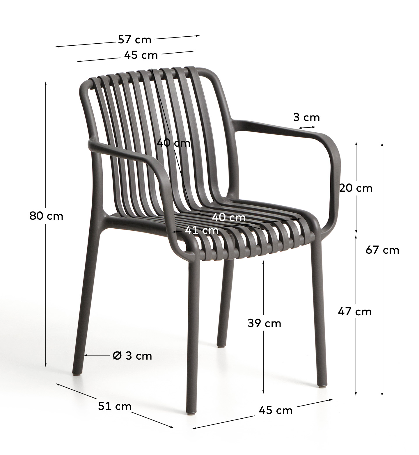 Уличный стул Isabellini из пластика графитового цвета La Forma 482249
