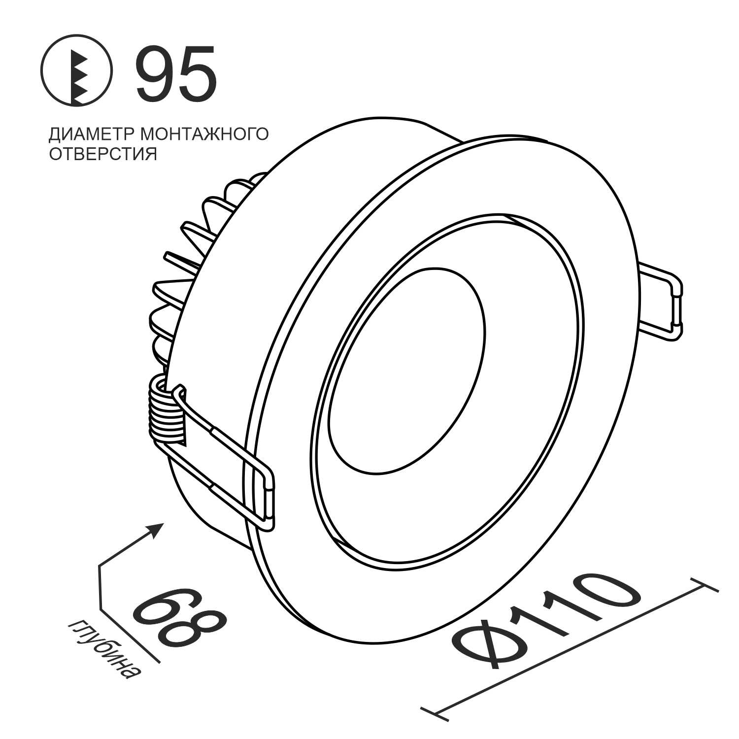 Встраиваемый светодиодный светильник Ledron LD0030-10W-B