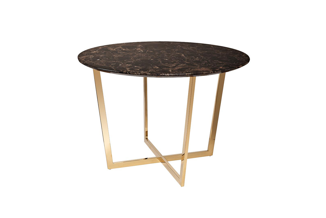 Стол обеденный круглый коричневый (искусственный мрамор) Garda Decor 33FS-DT3022-PG