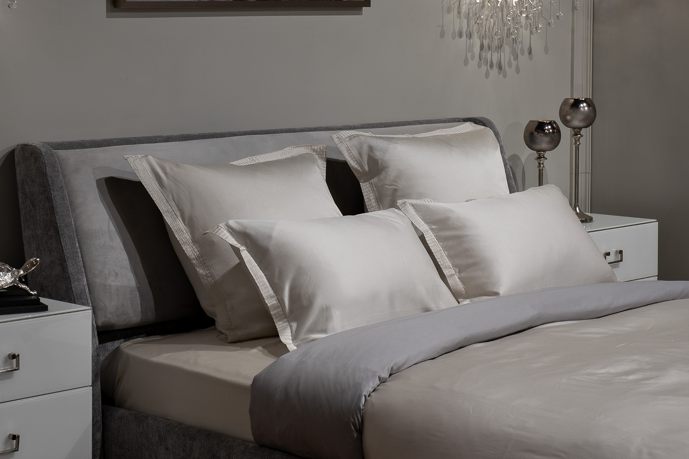 Простыня тенсель 270х280см жемчужная Garda Decor 144HF-40405