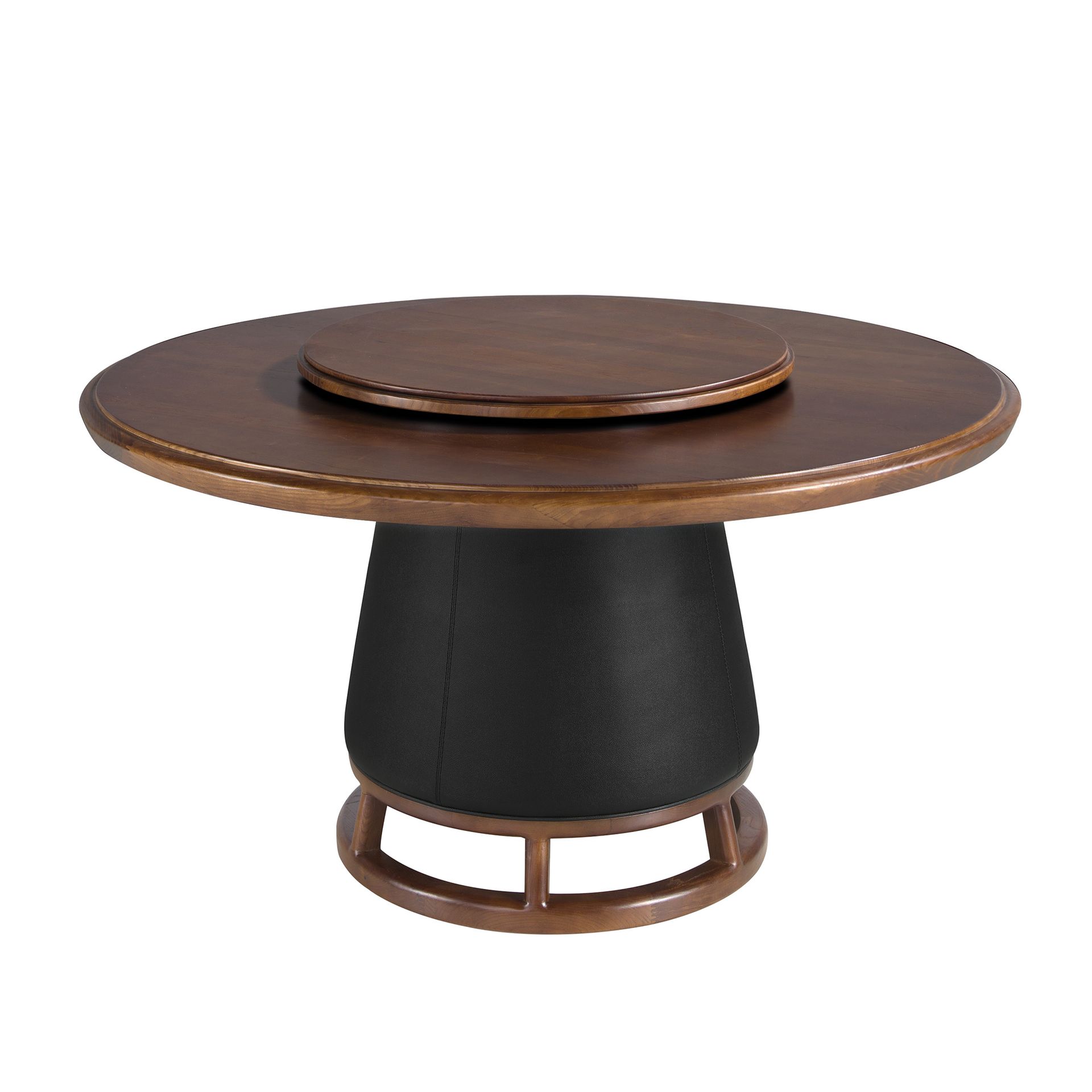 Круглый обеденный стол 1168 из темного ореха и обивкой из экокожи Angel Cerda