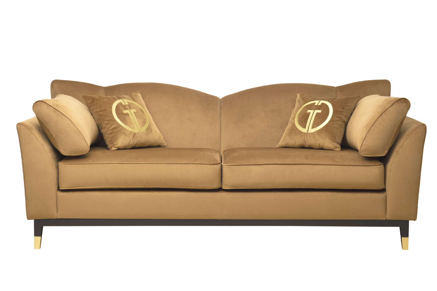 Диван Siena трехместный велюровый золотой Garda Decor SIENA-2K-Colt004