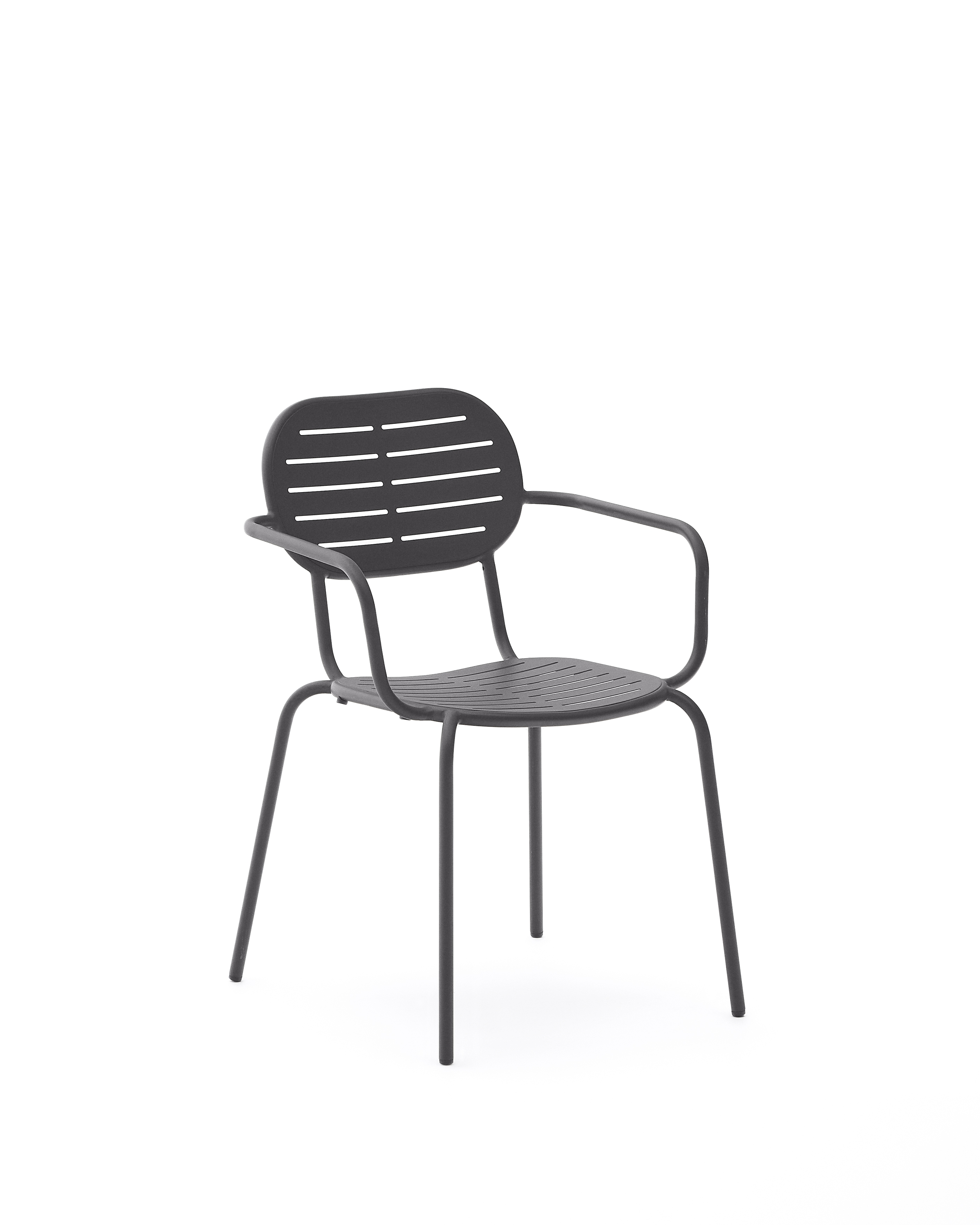 Стул для улицы Brai с подлокотниками из оцинкованной стали тёмно-серого цвета La Forma (ex Julia Grup)