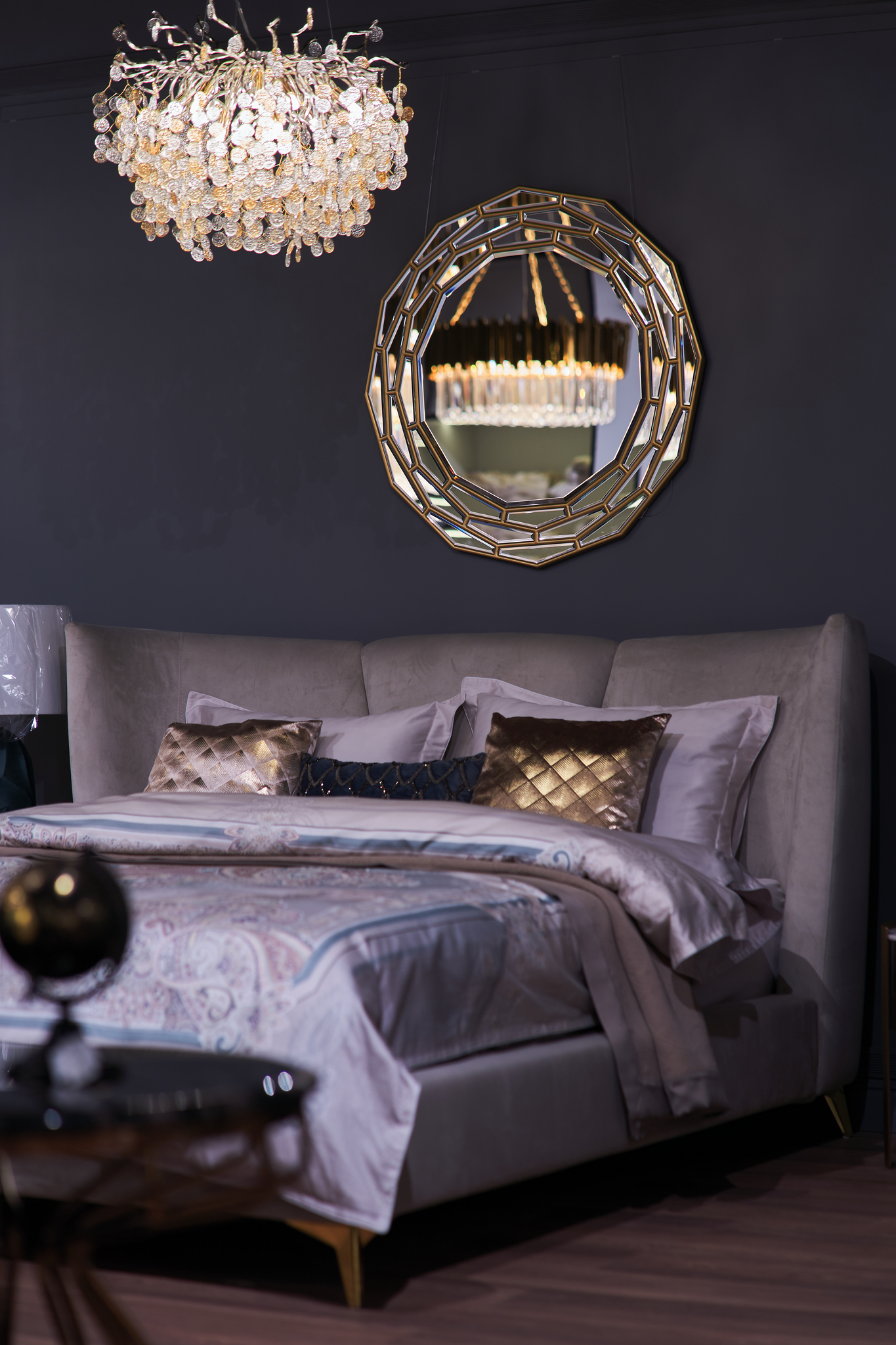 Кровать Siena велюровая серая Garda Decor Siena2К-160-Триум17
