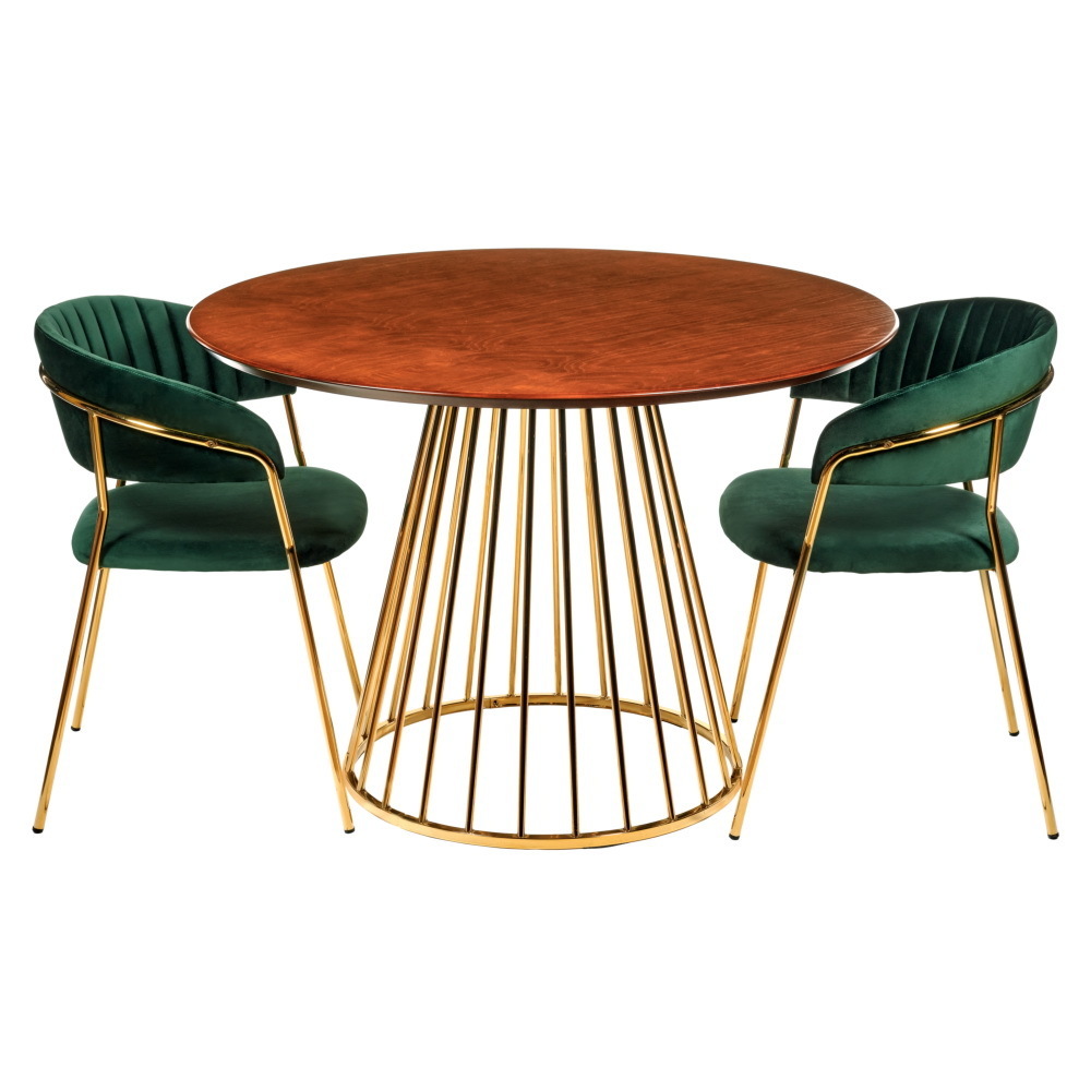 Стол Liverpool диам.110см, шпон орех с золотистыми ножками Bradex Home RF 0439