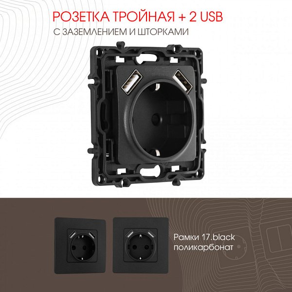 Розетка Arte Milano 217.47-1.black