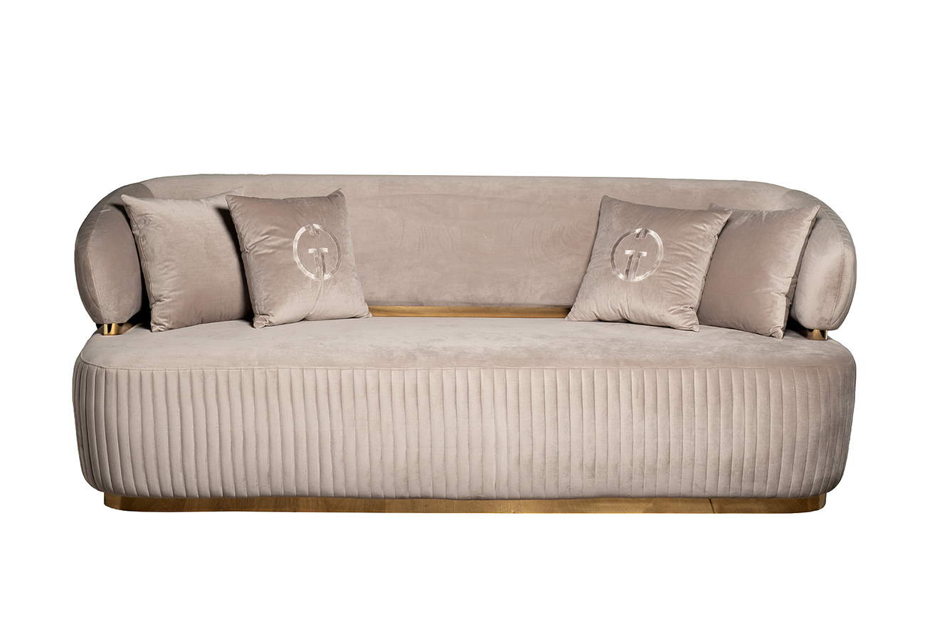 Диван Glarus трехместный велюровый серый Garda Decor 102AN-DIV-1303-SER