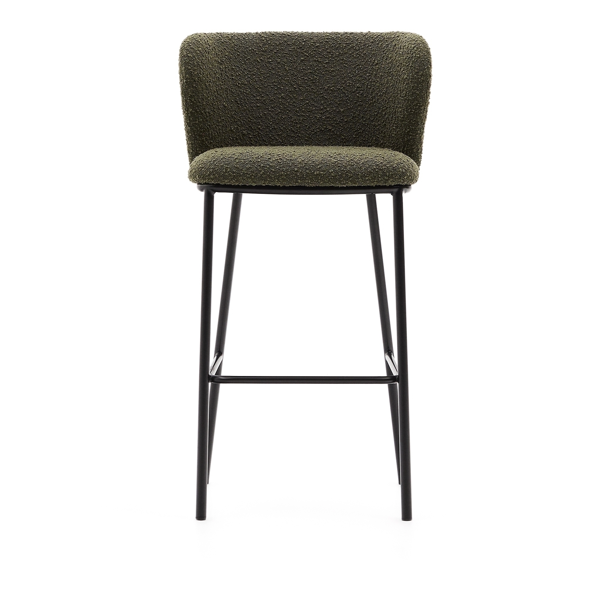 Барный стул Ciselia из зеленого букле и черной стали, 75 см La Forma (ex Julia Grup)