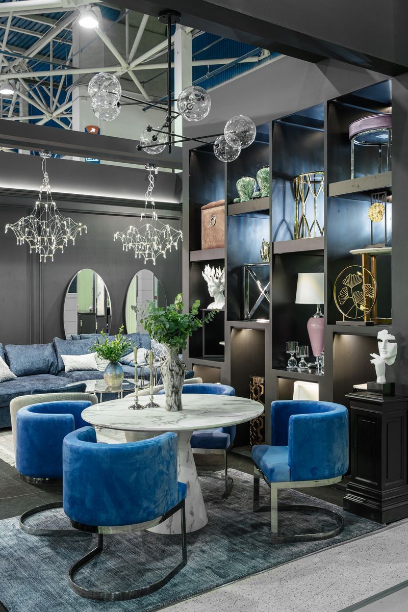 Стул на металлическом каркасе темно-голубой Garda Decor 76AR-612-DB
